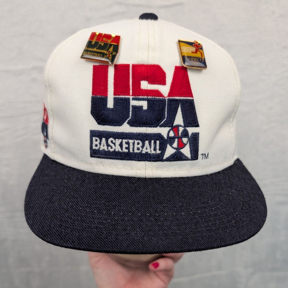VTG Sports Specialties USA Basketball Hat Men's White Navy Olympic Snapback 90s